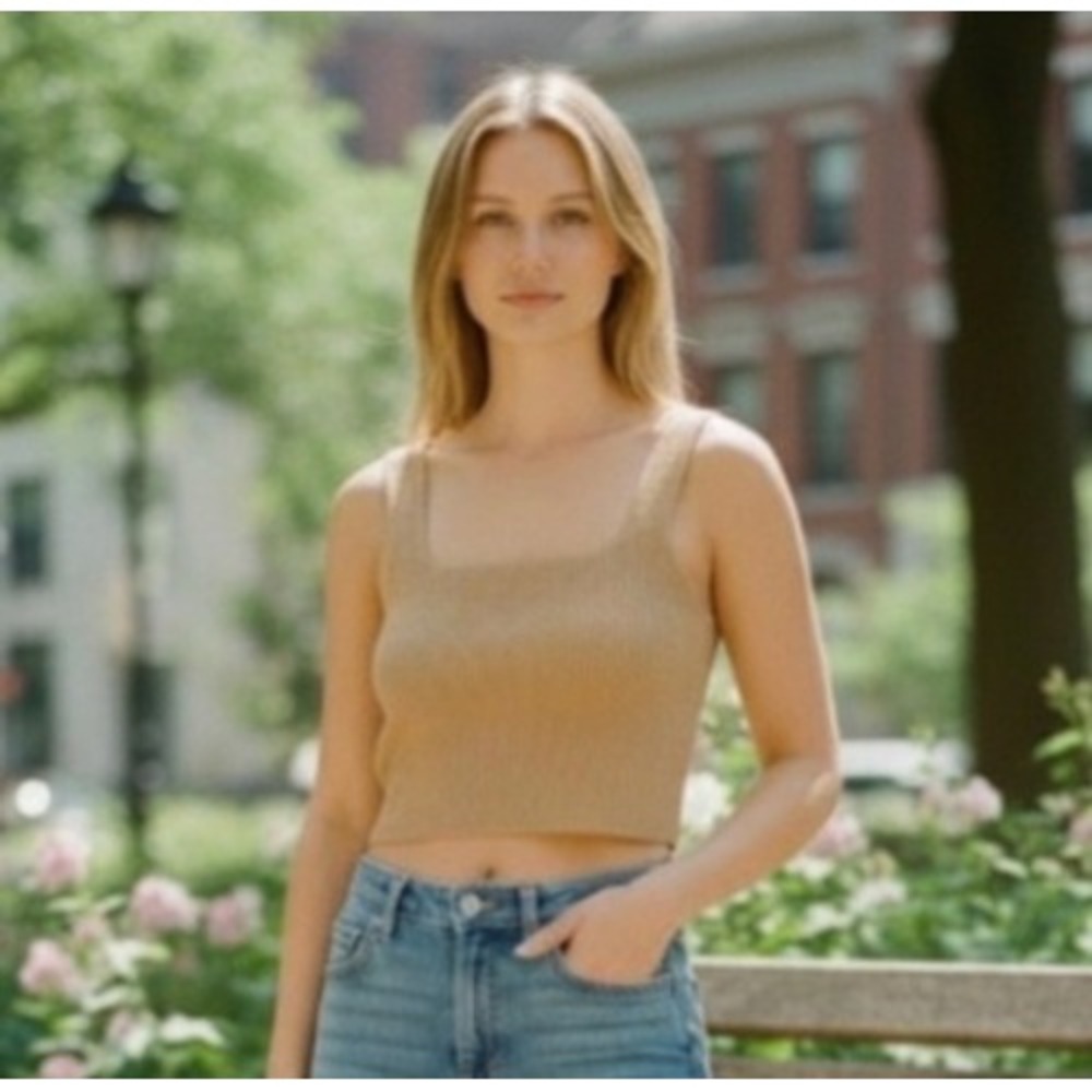 Everlane NWT The Cozy Stretch Tank Yak Wool Blend in‎ Camel Size Small